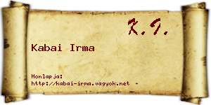 Kabai Irma névjegykártya
